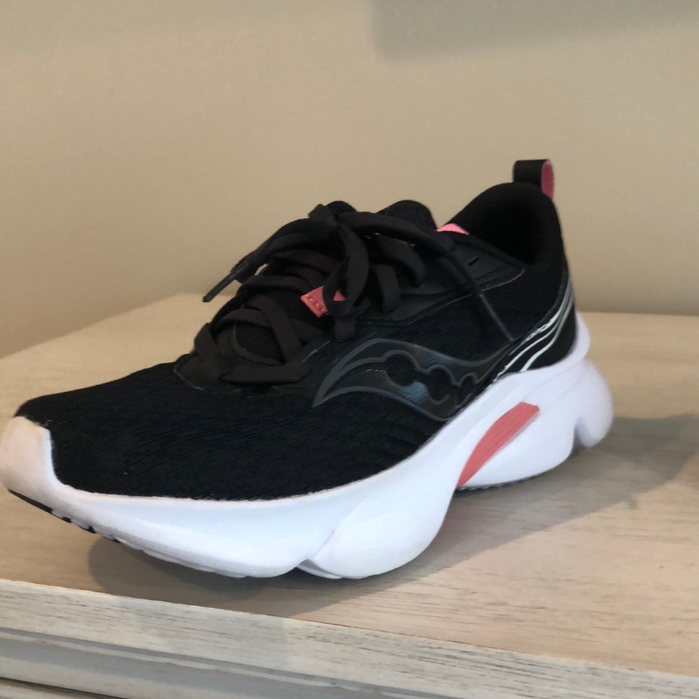 Saucony Black and White Athletic Sneakers with Pink Accents - Picture 7 of 7